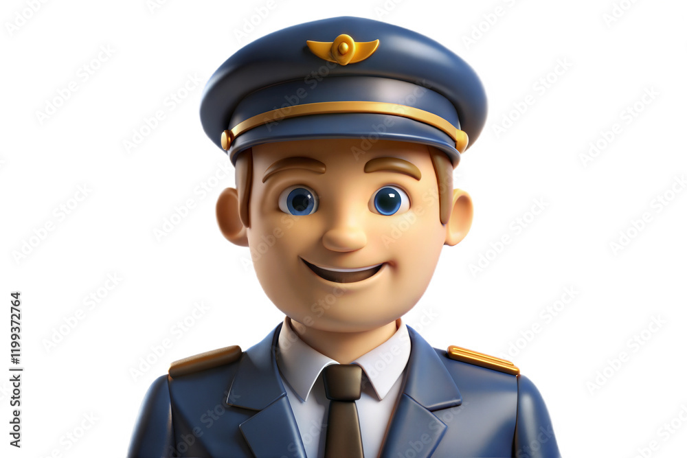 Smiling 3D Cartoon Pilot Smiling 3D Cartoon Pilot