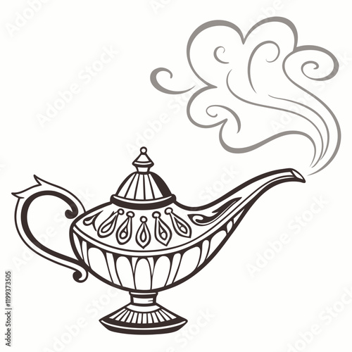 ornate teapot with steam escaping