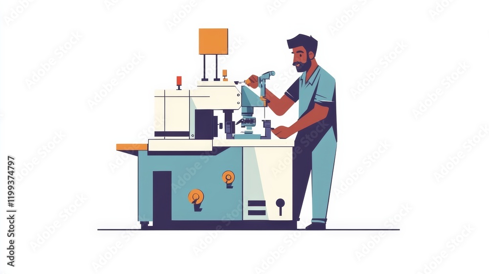 An Indian machine operator adjusting levers and controls, isolated on a seamless white background, An Indian machine operator adjusting levers and controls, isolated on a seamless white background,