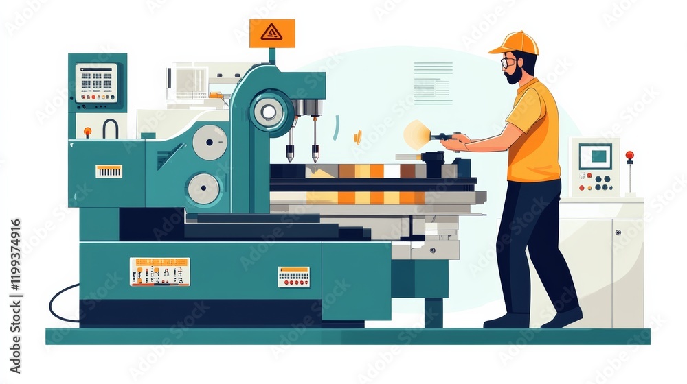 An Indian machine operator managing precision machinery in motion, isolated on a seamless white background, An Indian machine operator managing precision machinery in motion, isolated on a seamless white background,