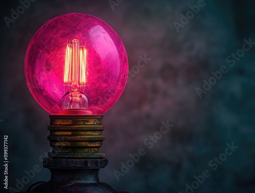 A single red heat lightbulb glowing against a dark backdrop, with a metallic base and wire photo