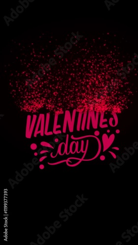 Animation of the appearance of a congratulatory inscription for Valentine’s Day. Happy Valentine's Day. Vertical animation for social media