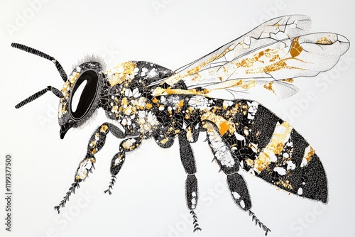 Intricate bee design showcases detailed patterns with golden acc photo