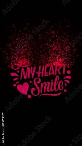 Animation of the appearance of a congratulatory inscription for Valentine’s Day. You make my heart smile. Vertical animation for social media