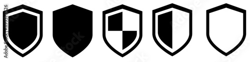 Shield blank icon vector set. security illustration sign collection. Knight award symbol. medieval royal vintage badges isolated.
