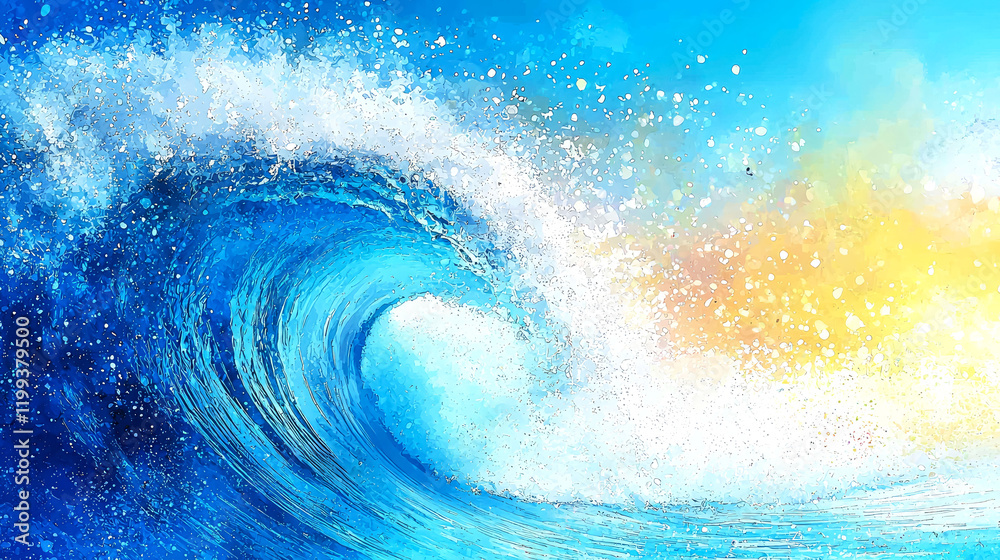 Fototapeta premium Ocean Wave: Abstract Blue Water Painting, Coastal Summer Scene