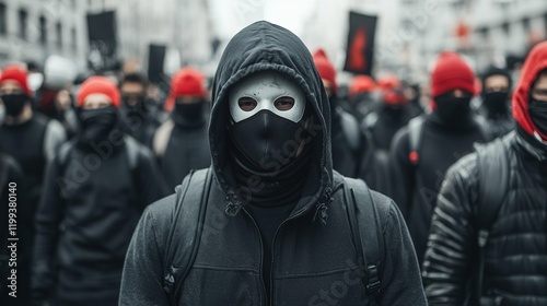Chaotic urban protests close-up of human conflict and resistance against social issues