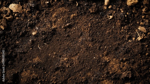 Top view close-up of dry soil texture representing climate change, empty text area photo