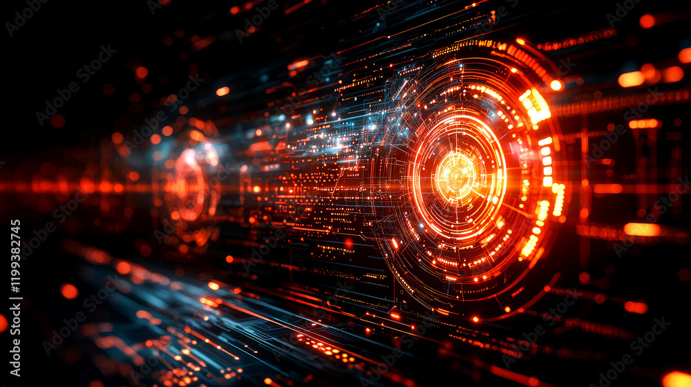 Fototapeta premium Abstract Futuristic Technology Background: Digital Network Interface