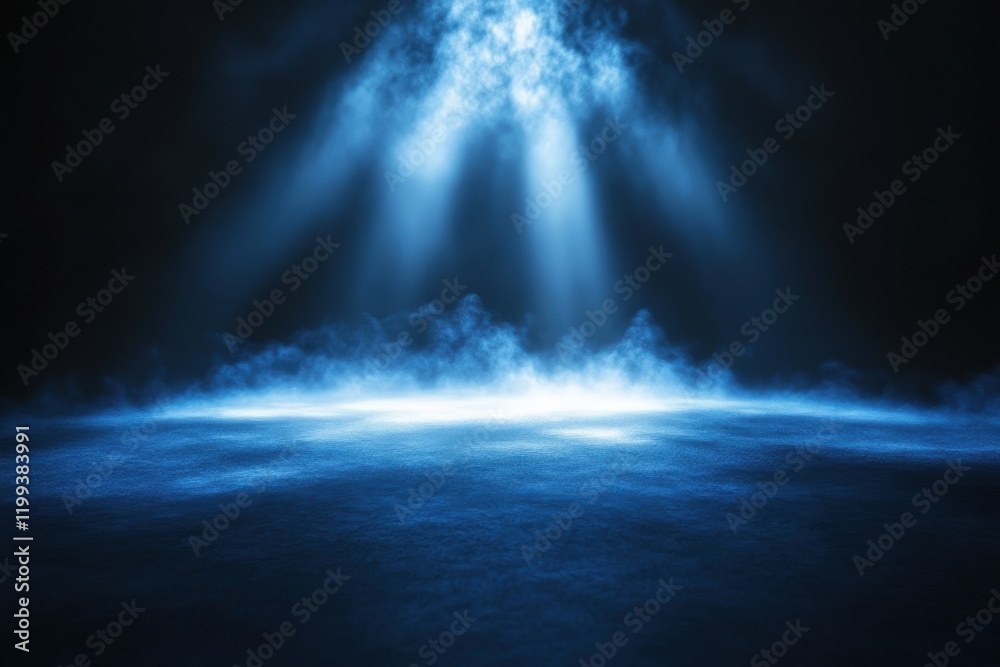 Mysterious light beams illuminating foggy surface dark environment dramatic scene atmospheric perspective conceptual art Mysterious light beams illuminating foggy surface dark environment dramatic scene atmospheric perspective conceptual art