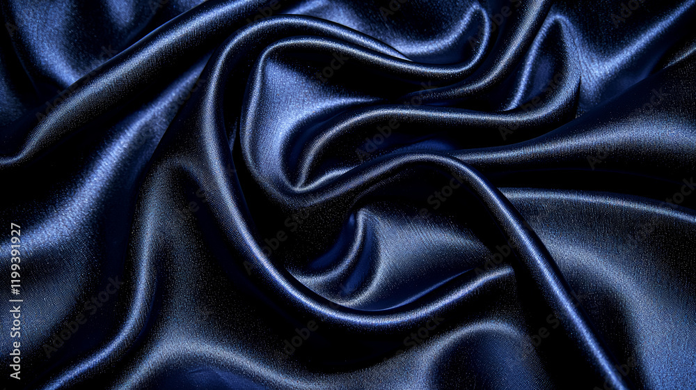 Fototapeta premium Midnight Blue Silk Fabric Texture: Elegant Drapery and Luxurious Waves