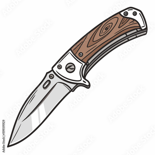 pocket knife with a wooden handle