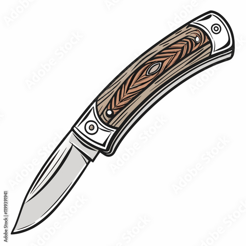 pocket knife with a wooden handle