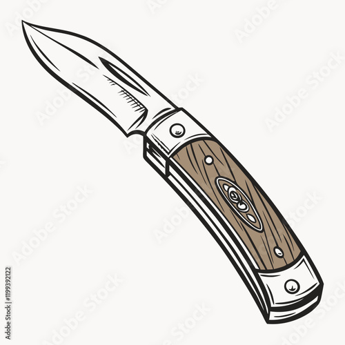 pocket knife with a wooden handle