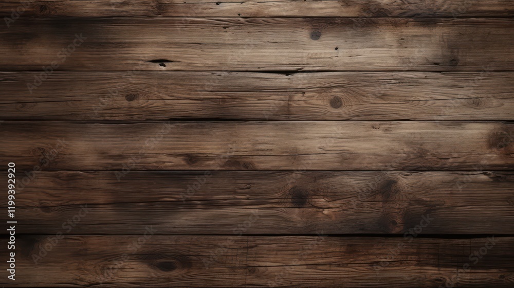 Naklejka premium Rustic dark wood plank background texture with natural wood grain pattern