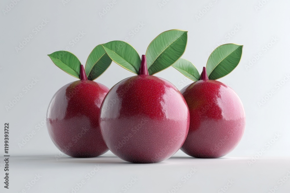 Obraz premium 3D Mangosteen Isolated and White Background