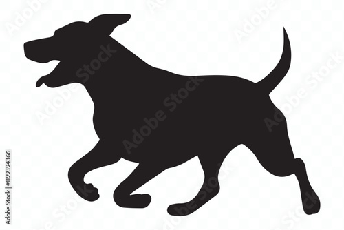 dog run silhouette flat vector illustration.