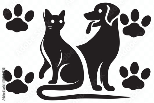 Dog and cat vector silhouette illustration.