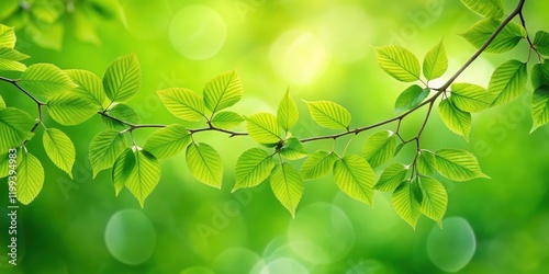 Wallpaper Mural Green leaves on a tree branch swaying gently in the breeze, foliage, greenery,  foliage Torontodigital.ca