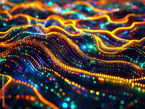 Vibrant Colorful Waves of Light Creating a Magical Glow Effect