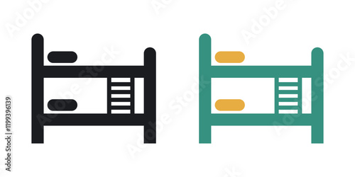 Bunk bed icon in black and color style