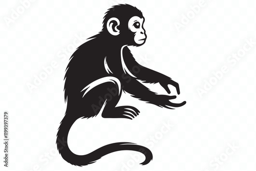 monkey silhouette flat vector illustration.