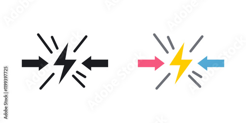 Conflict icon in black and color style