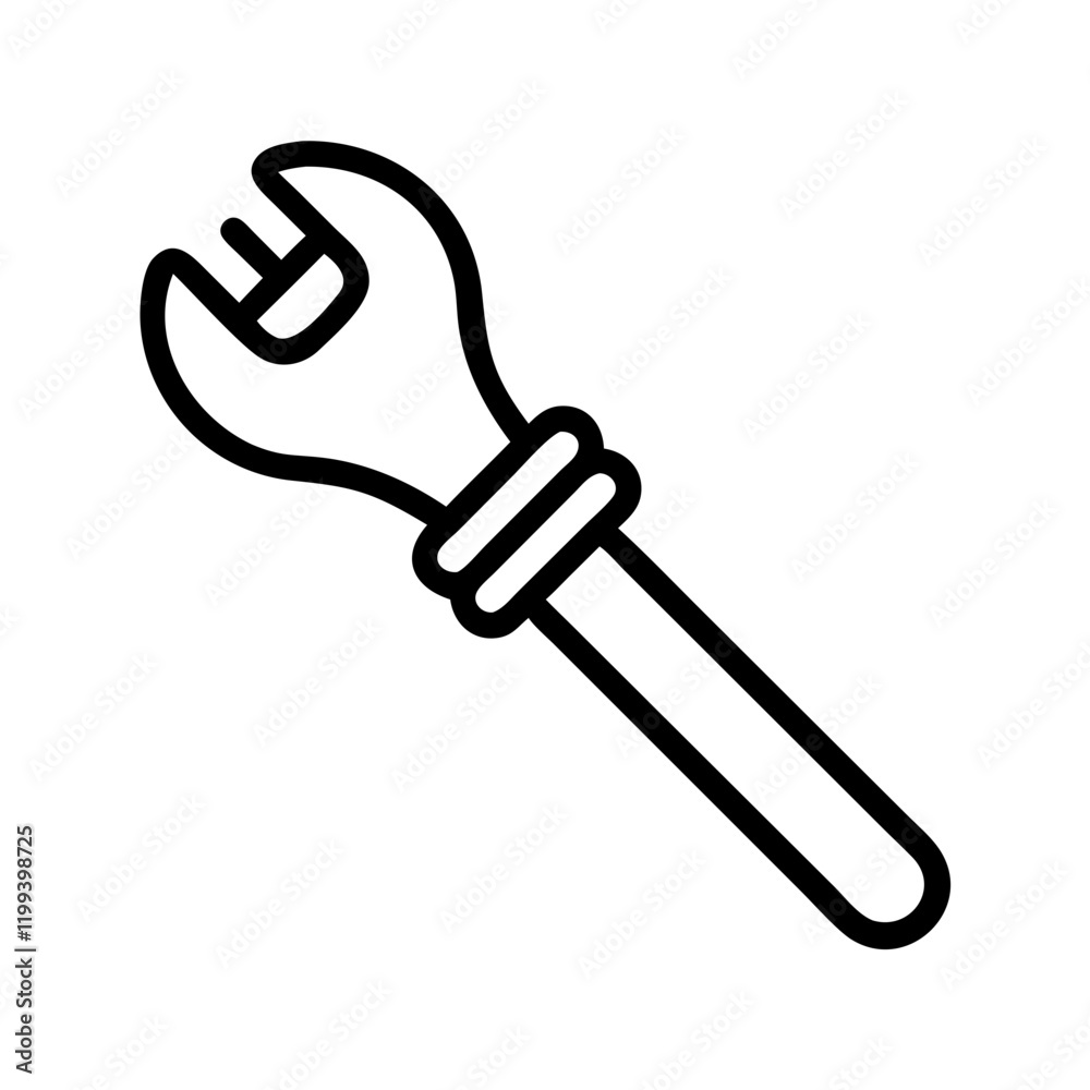 Adjustable wrench line icon for automotive and general repairs Adjustable wrench line icon for automotive and general repairs