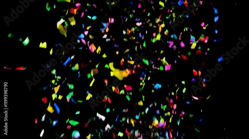 Colorful confetti falling on black background