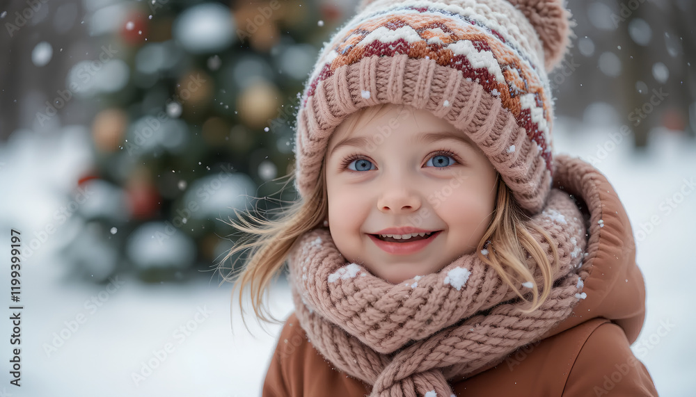 Smiling Child in Snowy Wonderland: Holiday Magic and Winter Cheer Smiling Child in Snowy Wonderland: Holiday Magic and Winter Cheer