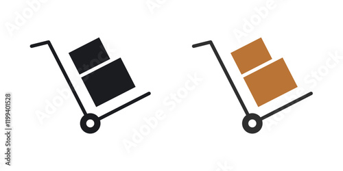 Hand truck icon in black and color style