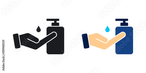 Hand wash icon in black and color style