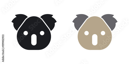 Koala head icon in black and color style photo