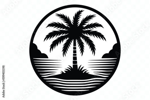  Palm Tree Silhouette silhouette flat vector illustration.