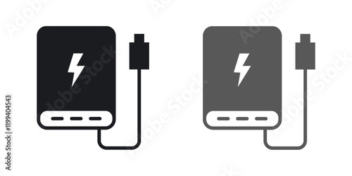 Power bank icon in black and color style