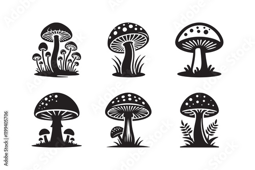 mushroom silhouette vector logo isolated on a white background