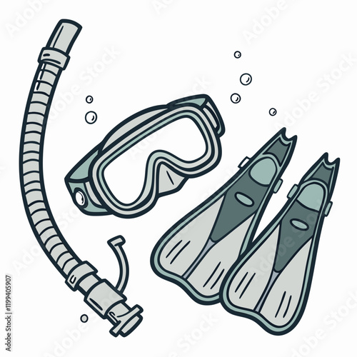 snorkel and goggles with water droplets
