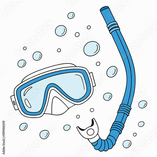 snorkel and goggles with water droplets