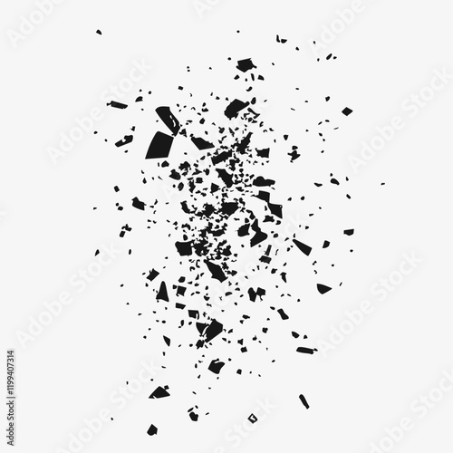 Abstract Black Fragment Scatter Pattern Vector Illustration. Vector Image