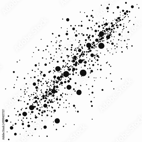 Abstract Dispersion of Varying Sized Circles. Vector Image