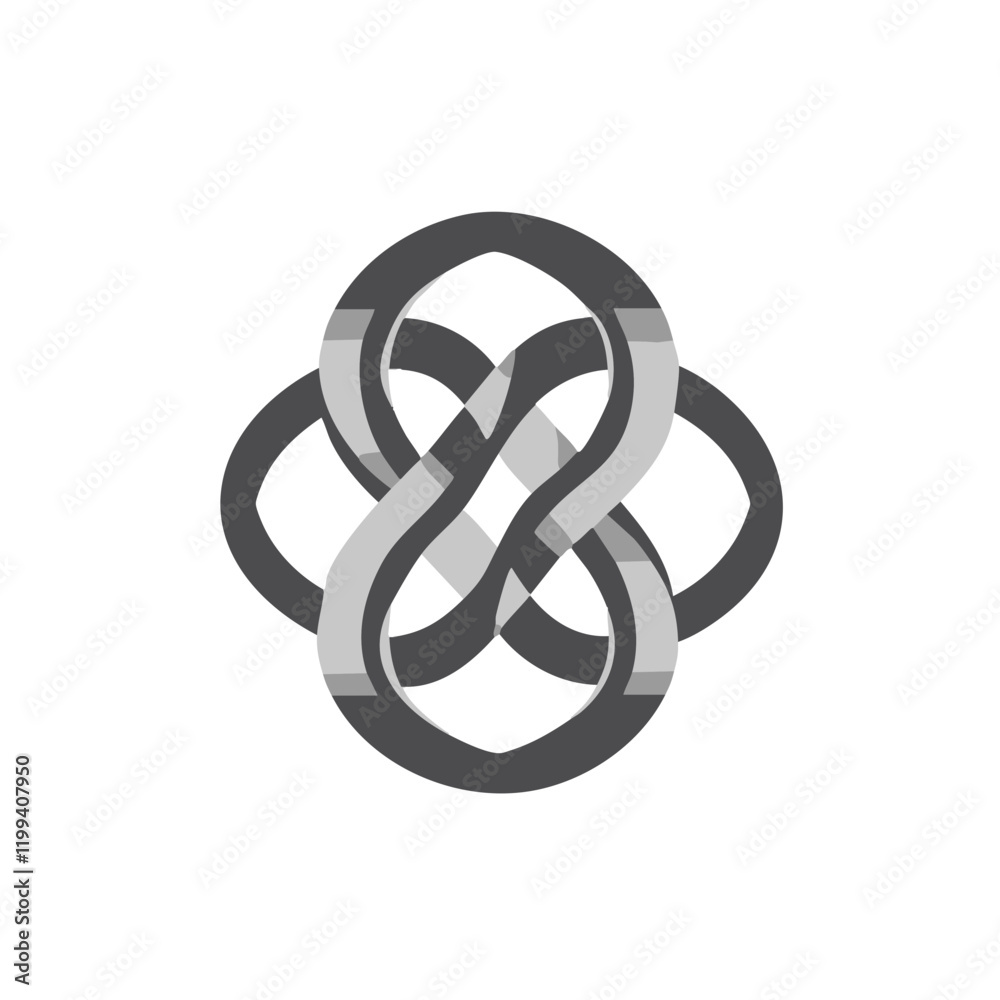 Abstract Gray Interlocking Curves Design. Vector Image Abstract Gray Interlocking Curves Design. Vector Image