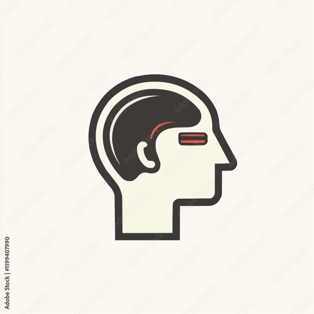 Abstract Head Profile with Internal Design Elements. Vector Image
