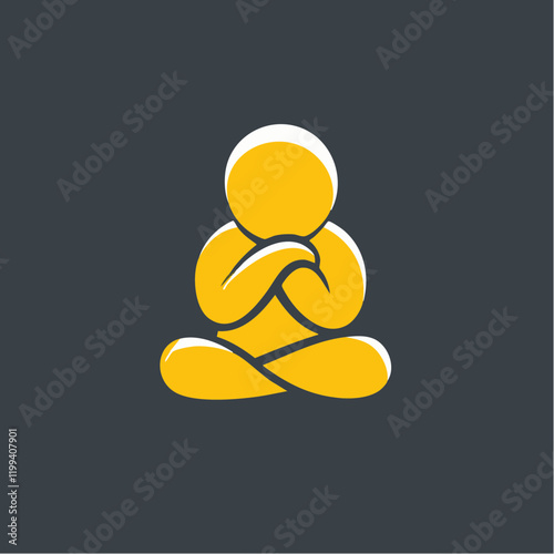 Abstract Figure in Lotus Position Meditating. Vector Image