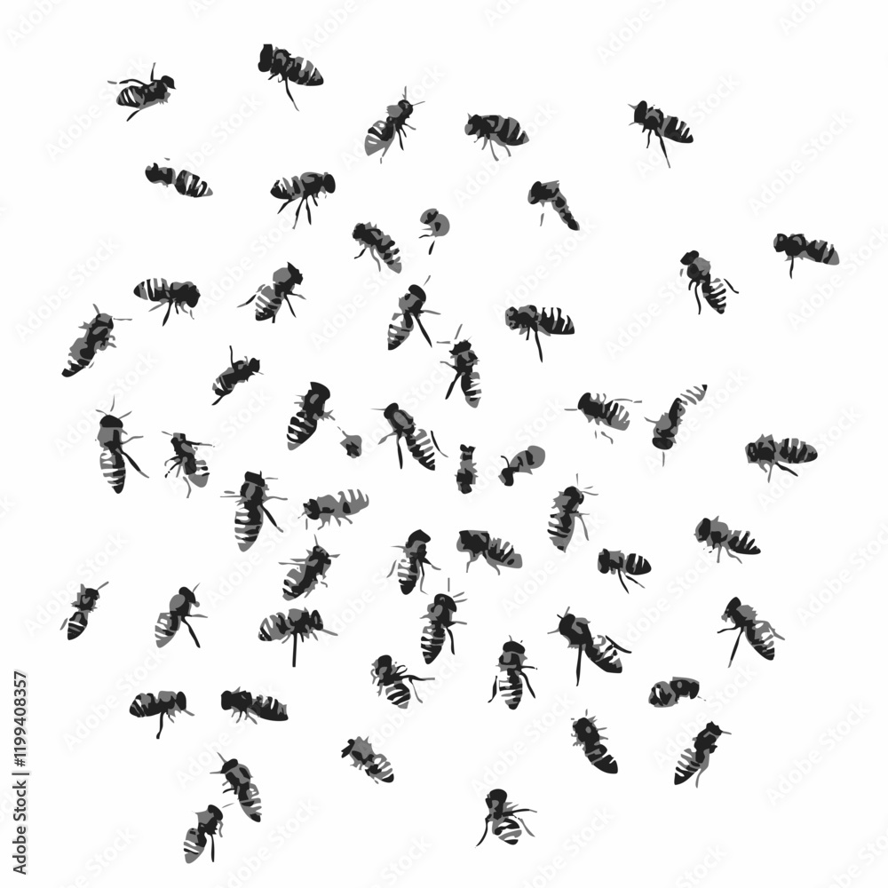 Abstract Swarm of Bees Vector Illustration. Vector Image Abstract Swarm of Bees Vector Illustration. Vector Image
