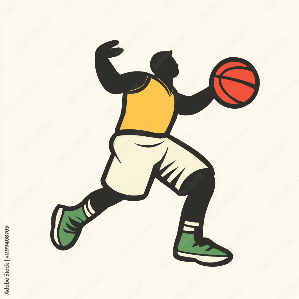 Basketball Player in Action Shot. Vector Image Basketball Player in Action Shot. Vector Image