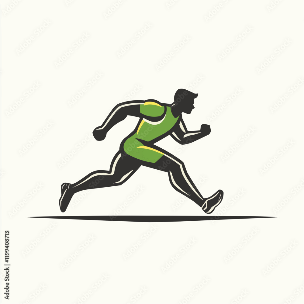 Athlete Running in Competition. Vector Image Athlete Running in Competition. Vector Image