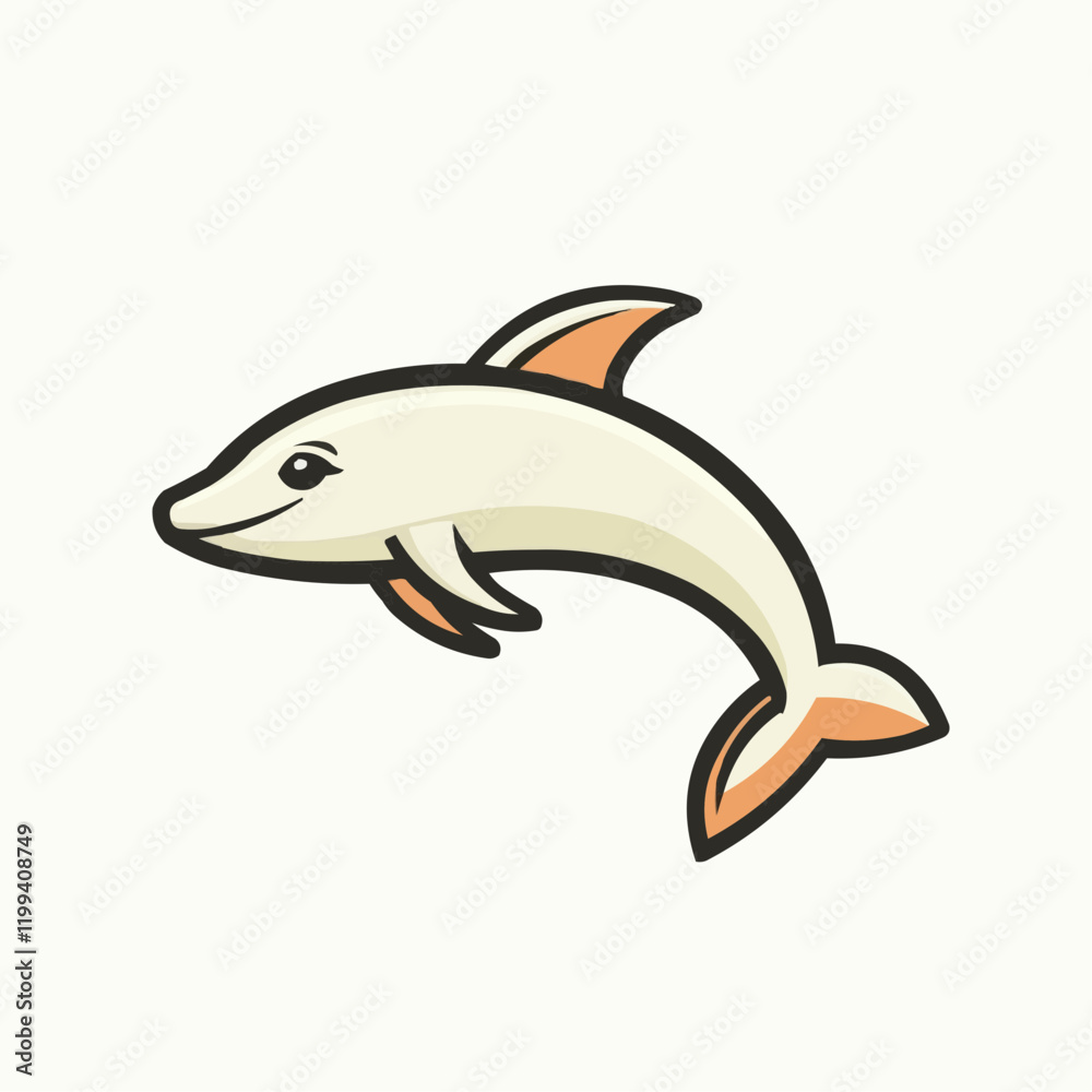 Fototapeta premium Cartoon illustration of a leaping dolphin. Vector Image