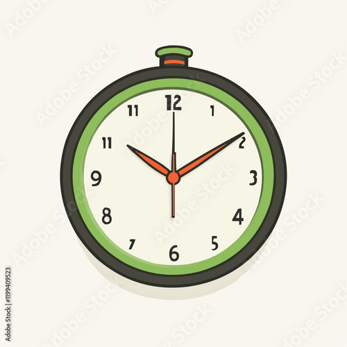 Green and Black Analog Clock Design. Vector Image