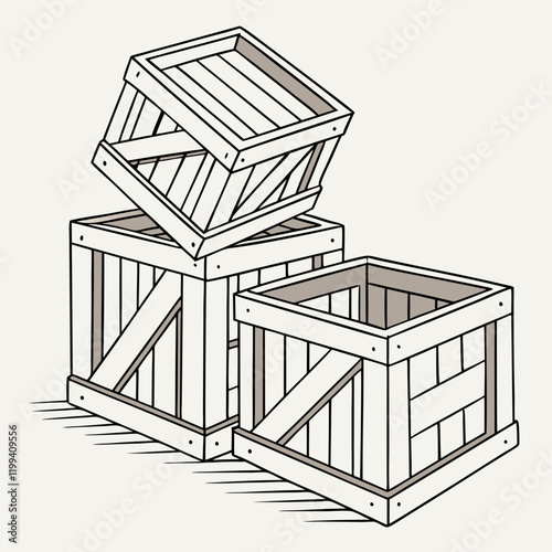 stacked wooden crates with one tipped over