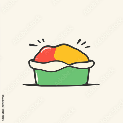 Hand-drawn illustration of a colorful dessert pie. Vector Image